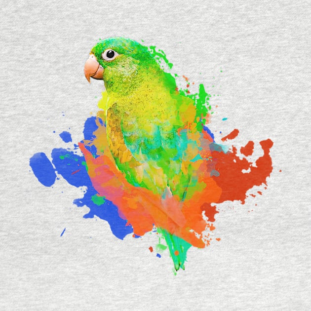 Aquarell Watercolor Splatter Quaker Parakeet Parrot by BirdNerd